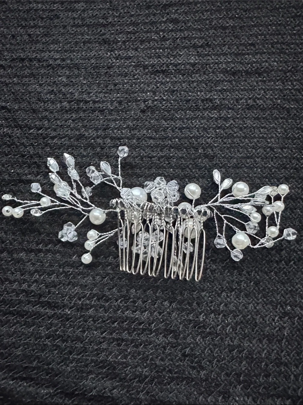 Silver Pearl & Crystal Bridal Hair Comb